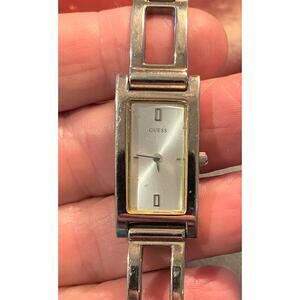 Women's 17mm silver tone Guess Watch, Rectangular Link Band